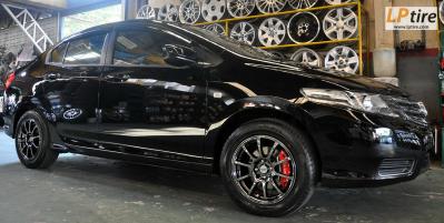 Honda City + ล้อแม็กลาย Advan RS 15นิ้ว สี Black Chrome + ยาง FALKEN ZE322 195/60R15