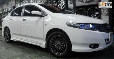 Honda City + ล้อแม็ก SSW Fin (S105) 15นิ้ว สี Black Chrome + ยาง YOKOHAMA BluEarth 195/55R15