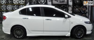 Honda City + ล้อแม็ก SSW Fin (S105) 15นิ้ว สี Black Chrome + ยาง YOKOHAMA BluEarth 195/55R15