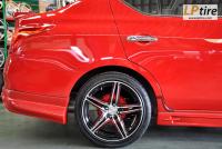 Nissan Almera + ล้อแม็ก Force Skyline 17นิ้ว สีดำหน้าเงาขลิบแดง + ยาง NUETON 205/45-17