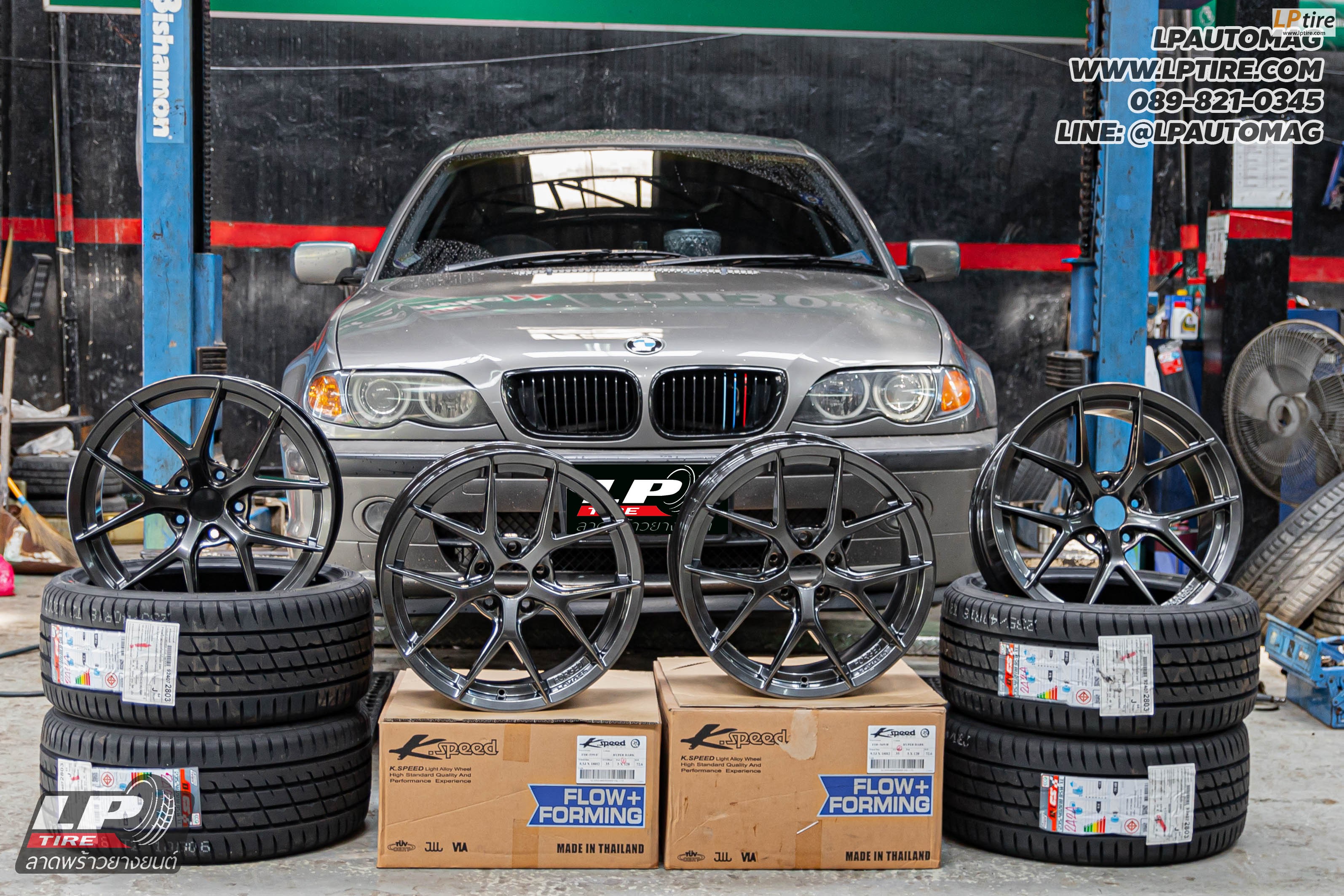 รถ - BMW 318 I ล้อแม็ก - K-speed FIR FlowForming Hyper Dark สเปค - 18x8.5 ET35 5x120 สเปค - 18x9.5 ET35 5x120 ยาง - LENSO D-1CS เบอร์- 235/40-18