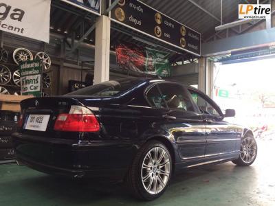 BMW 3 Series E46 318i เปลี่ยนแม็กลาย M-10 ขอบ17นิ้ว ET35 สี Hiper Silver พร้อมยาง DUNLOP LM704 215/45-17 หล่อๆ กับชุดแต่ง สไตร์ BMW