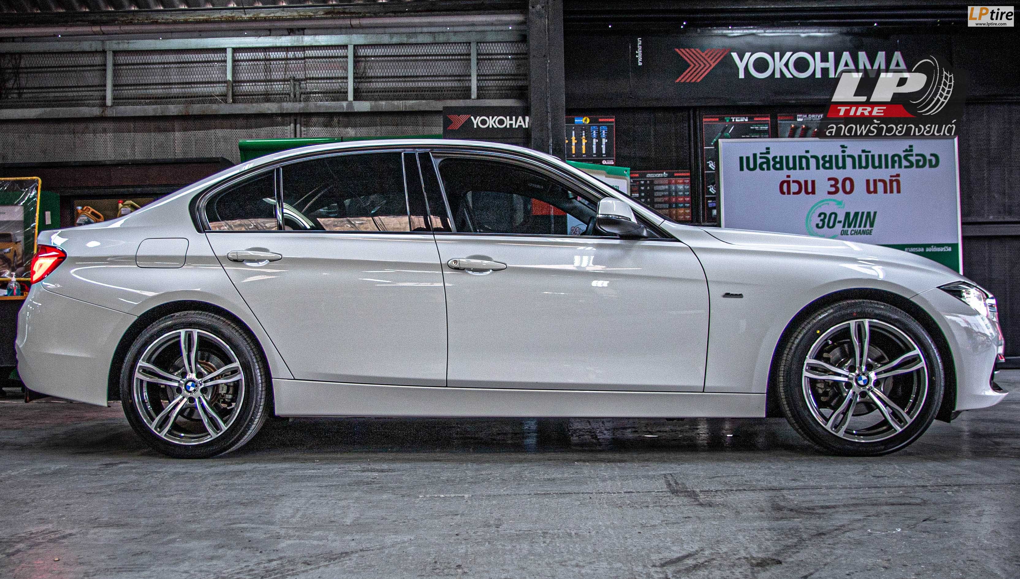 รถ - BMW 320 I ล้อแม็ก - TAW TM3399 M-6 (M6) เทากลึงหน้าเงา สเปค - 18x8 ET35 5x120 รัดยาง - YOKOHAMA V552 เบอร์- 225/45-18