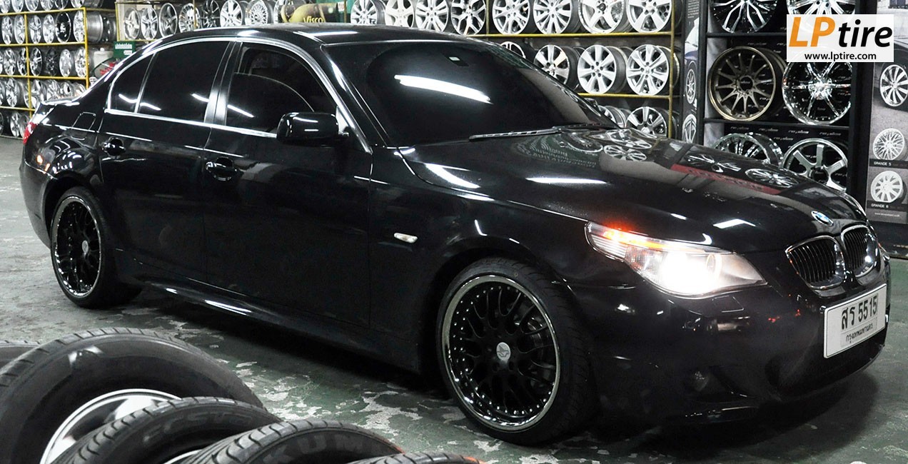 BMW 5 Series E60 525i + แม็กลาย Hamann Paragon 19นิ้ว สีดำด้าน ขอบสแตนเลส + ยาง SONAR SX-1 หน้า 235/35R19 หลัง 265/30R19