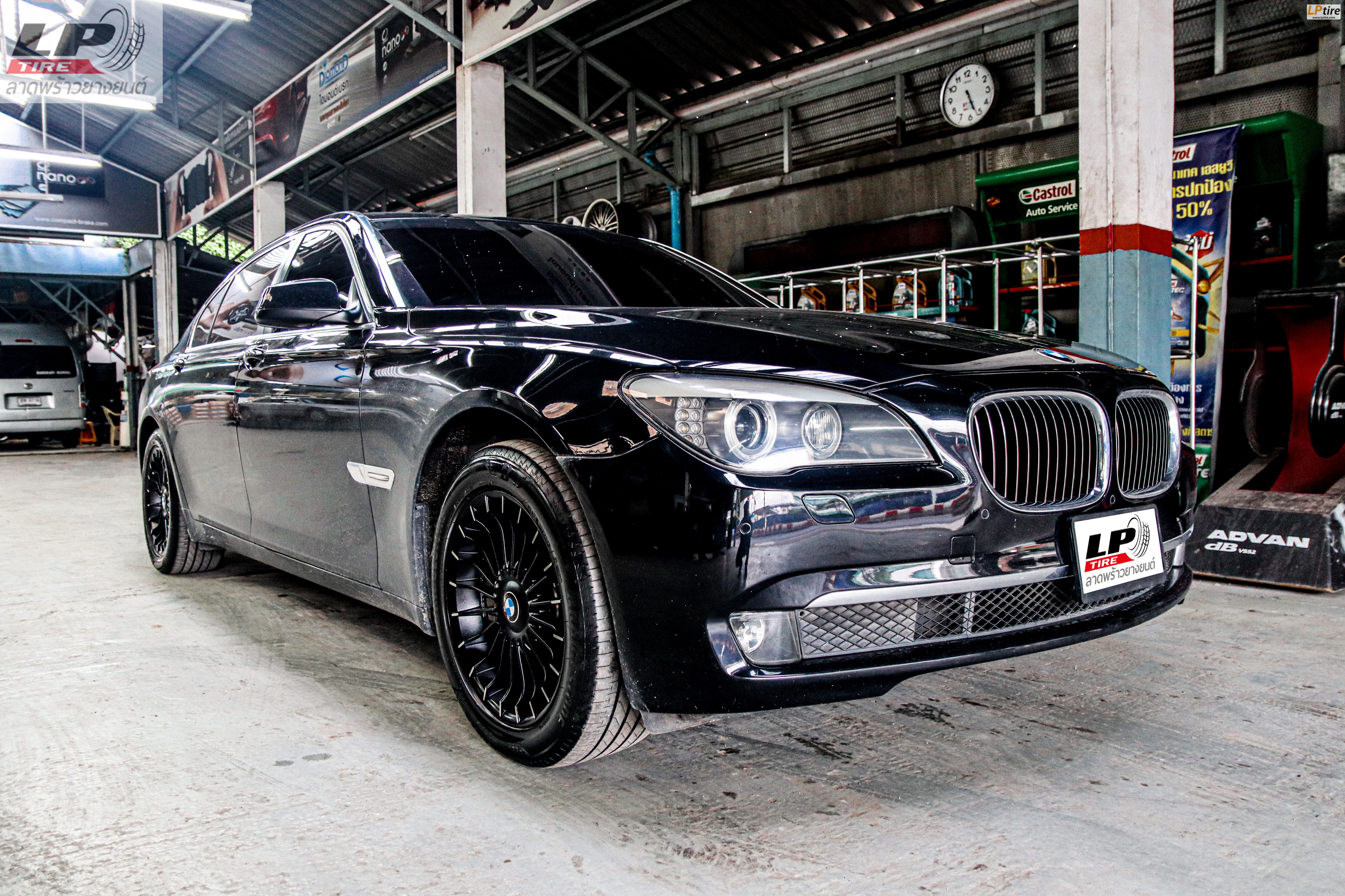 BMW 7 Series F01 730LD เสริมหล่อ ล้อแม็ก LTC K-Speed ALPINA ขอบ18x8 ET32 5x120-5x113 สีดำด้านขลิบเงิน ใช้ยางเดิม สวยงามลงตัวครับ