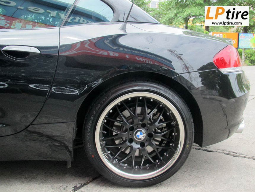 BMW Z4 E89+ ล้อแม็ก SSW Mesh (S038) 18นิ้ว สีดำด้านขอบสแตนเลส + ยาง DUNLOP LM 703 หน้า 225/40-18 หลัง 235/40-18