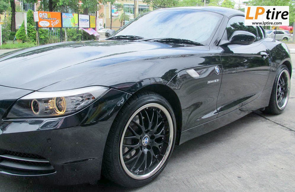 BMW Z4 E89+ ล้อแม็ก SSW Mesh (S038) 18นิ้ว สีดำด้านขอบสแตนเลส + ยาง DUNLOP LM 703 หน้า 225/40-18 หลัง 235/40-18