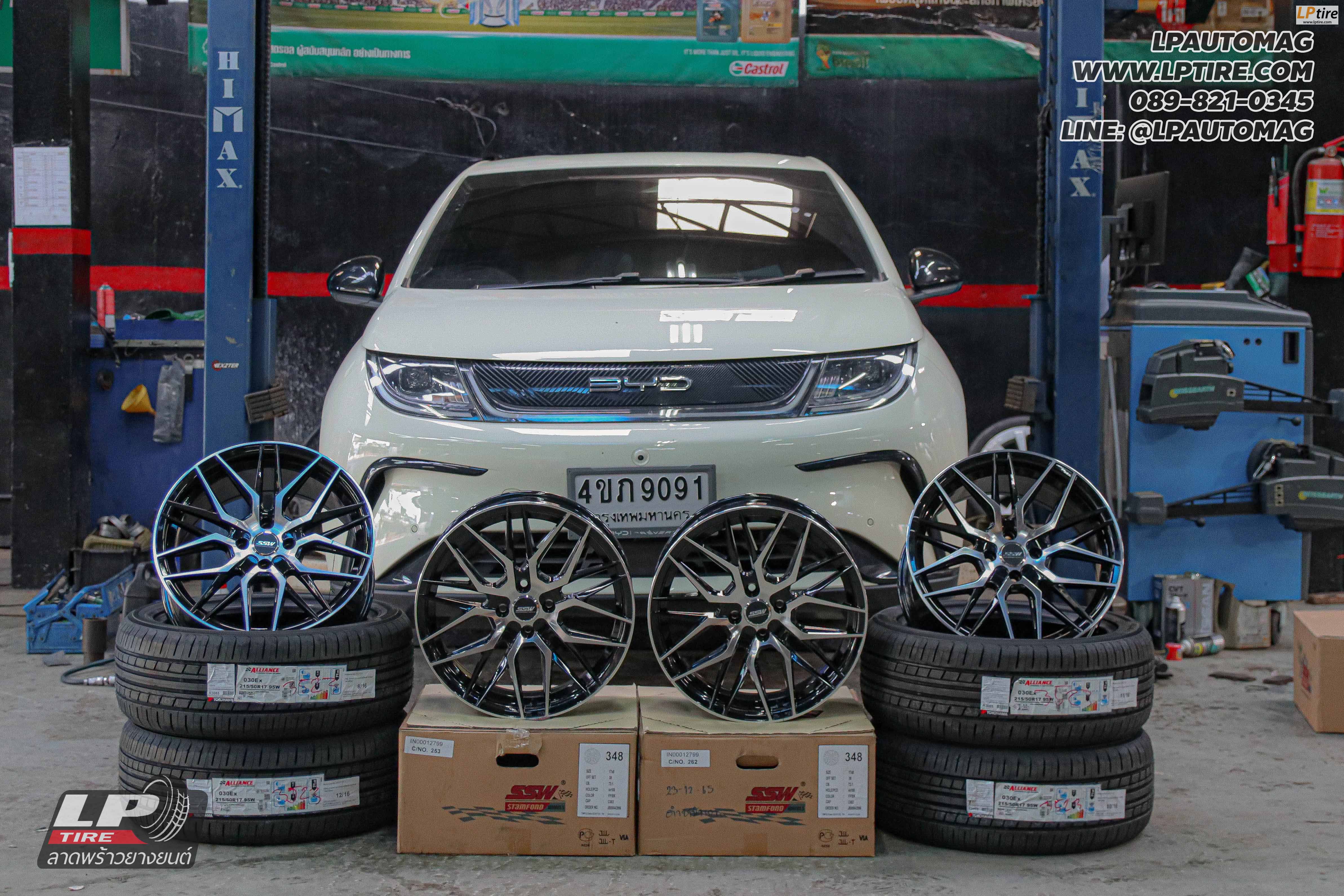 รถ - BYD Dolphin STD ล้อแม็ก - SSW S348 ดำหน้าเงา สเปค - 17x8 ET38 4x100 ยาง - ALLIANCE AL30 030Ex เบอร์ - 215/50-17