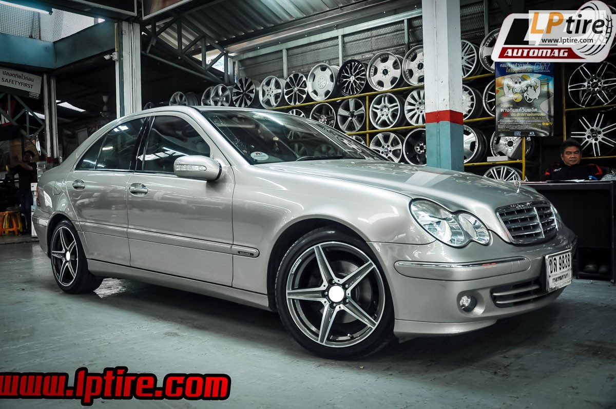 BENZ C-Class W203 C220 + แม็กลาย AMG EDITION-5 17นิ้ว สีเทาหน้าเงา + ยางรถยนต์ DUNLOP LM704 215/45-17