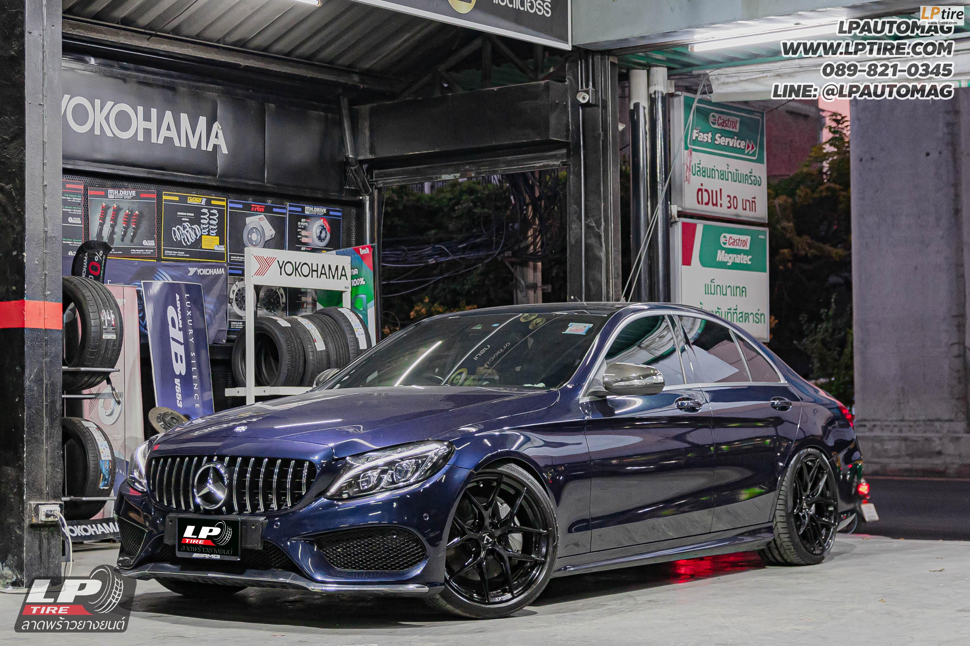 รถ - BENZ C-CLASS C300 ล้อแม็ก - VAGE VF04 BLACK สเปค - 19x8.5 ET35 5x112-5x114.3 ยาง - BRIDGESTONE POTENZA SPORT เบอร์หน้า - 225/40-19 เบอร์หลัง - 255/35-19 สปริงโหลด H&R For MERCEDES