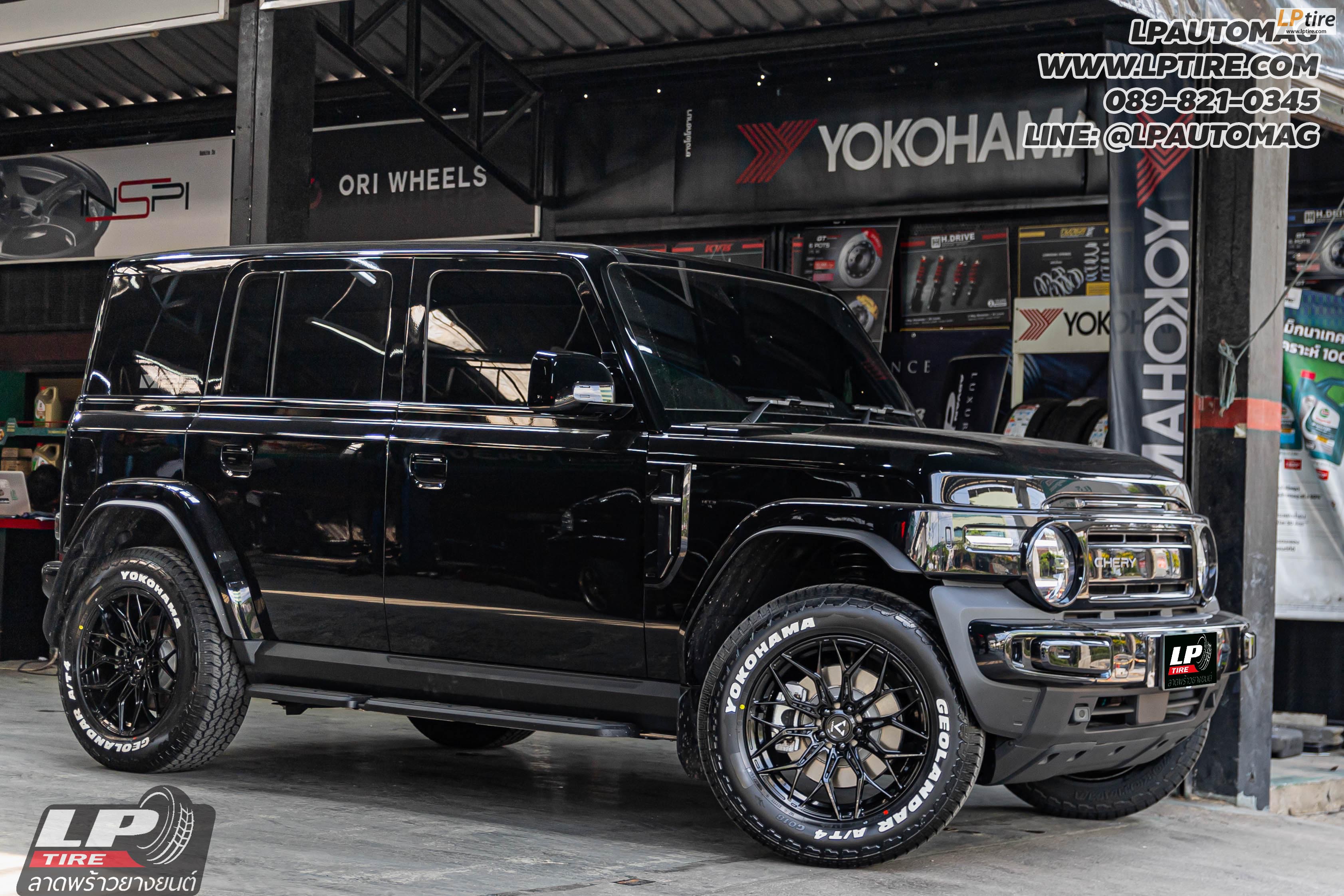 รถ - CHERY V23&nbsp;ล้อแม็ก - VAGE VF032 FlowForming V-BLACK สเปค- 18x8.5 ET35 5x108&nbsp;รัดยาง -YOKOHAMA GEOLANDAR AT4 G018 LT เบอร์ - 265/60R18