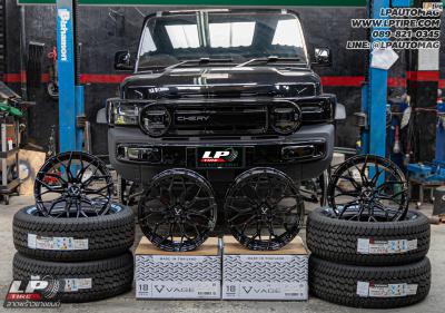 รถ - CHERY V23 ล้อแม็ก - VAGE VF032 FlowForming V-BLACK สเปค- 18x8.5 ET35 5x108 รัดยาง -YOKOHAMA GEOLANDAR AT4 G018 LT เบอร์ - 265/60R18