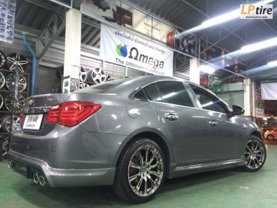 Chevrolet cruze เปลี่ยนแม็ก LG 441 18x8.5 นิ้ว ET42 สีBlack โครเมี่ยมหน้าเงา พร้อมยาง DUNLOP LM 704 225/45-15 หล่อ เนี๊ยบ เฉียบ หรู สุด สุด 