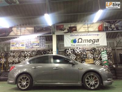 Chevrolet cruze เปลี่ยนแม็ก LG 441 18x8.5 นิ้ว ET42 สีBlack โครเมี่ยมหน้าเงา พร้อมยาง DUNLOP LM 704 225/45-15 หล่อ เนี๊ยบ เฉียบ หรู สุด สุด 