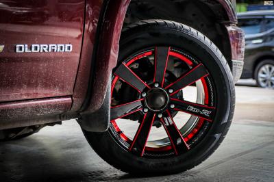 รถ - CHEVROLET COLORADO ล้อแม็ก - EmotionR V09 สีดำมิงริ่งก้านแดง สเปค - 18x9 6x139.7 ET25 รัดยาง - RAIDEN HERO R111 เบอร์ - 275/45-18