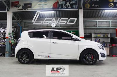 #CHEVROLET#SONIC จัดล้อแม็กแท้ #LENSO#Jager#Dyna 16x7 ET35 4x100 #HD พร้อมยาง YOKOHAMA E70 205/55-16 ยังสวยลงตัว จัดฝาครอบ BREMBO สีแดง (F) ขนาด SIZE-S