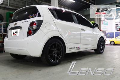 #CHEVROLET#SONIC จัดล้อแม็กแท้ #LENSO#Jager#Dyna 16x7 ET35 4x100 #HD พร้อมยาง YOKOHAMA E70 205/55-16 ยังสวยลงตัว จัดฝาครอบ BREMBO สีแดง (F) ขนาด SIZE-S