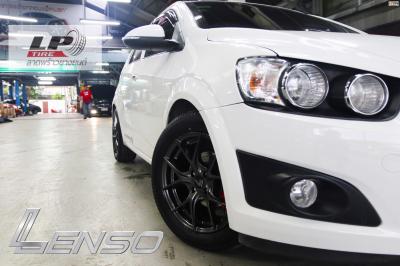 #CHEVROLET#SONIC จัดล้อแม็กแท้ #LENSO#Jager#Dyna 16x7 ET35 4x100 #HD พร้อมยาง YOKOHAMA E70 205/55-16 ยังสวยลงตัว จัดฝาครอบ BREMBO สีแดง (F) ขนาด SIZE-S