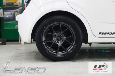 #CHEVROLET#SONIC จัดล้อแม็กแท้ #LENSO#Jager#Dyna 16x7 ET35 4x100 #HD พร้อมยาง YOKOHAMA E70 205/55-16 ยังสวยลงตัว จัดฝาครอบ BREMBO สีแดง (F) ขนาด SIZE-S