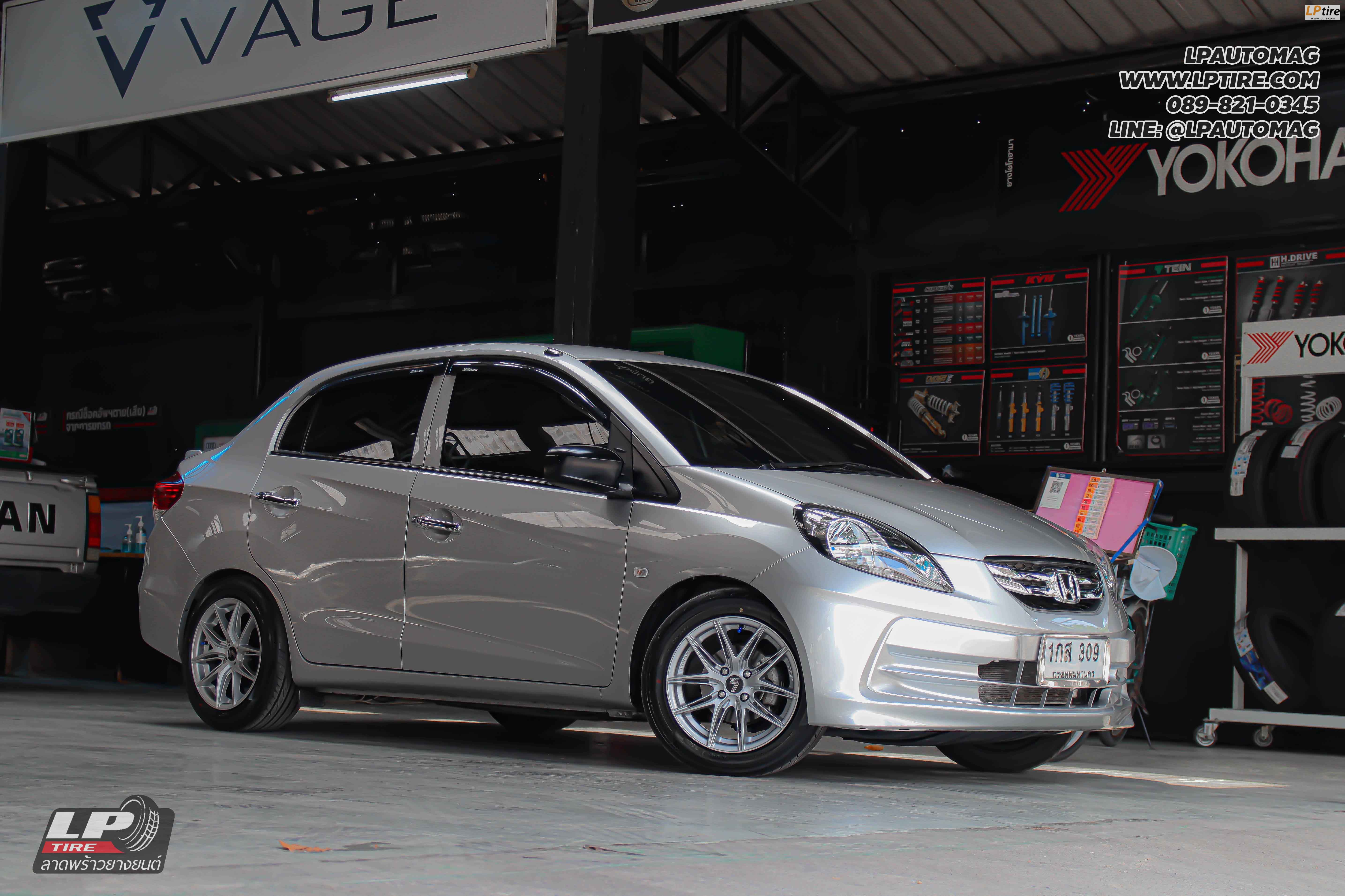 รถ - HONDA BRIO ล้อแม็ก - LENSO JAGER NOVA เงินด้าน สเปค - 15x7 ET35 4x100 ยาง - YOKOHAMA V701 เบอร์ - 195/55-15