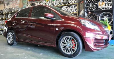 Honda Brio +  ล้อแม็ก AX JH1122 15นิ้ว สีโครเมี่ยม + ยาง YOKOHAMA V551 195/55R15