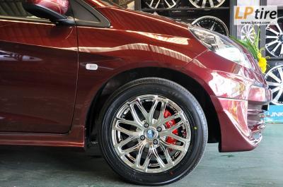 Honda Brio +  ล้อแม็ก AX JH1122 15นิ้ว สีโครเมี่ยม + ยาง YOKOHAMA V551 195/55R15