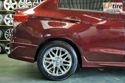 Honda Brio +  ล้อแม็ก AX JH1122 15นิ้ว สีโครเมี่ยม + ยาง YOKOHAMA V551 195/55R15