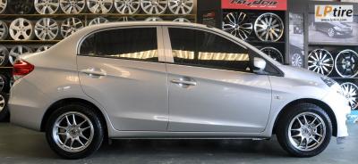 Honda Brio + ล้อแม็ก WORK MS2030 15นิ้ว สี Hyper Silver + ยาง ACHILLES ATR 195/55-15