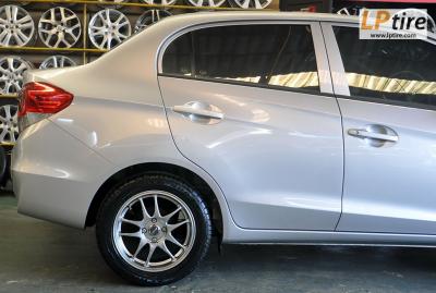 Honda Brio + ล้อแม็ก WORK MS2030 15นิ้ว สี Hyper Silver + ยาง ACHILLES ATR 195/55-15