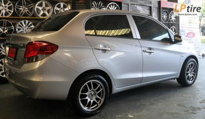 Honda Brio + ล้อแม็ก WORK MS2030 15นิ้ว สี Hyper Silver + ยาง ACHILLES ATR 195/55-15