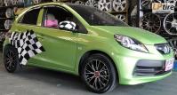 Honda Brio + ล้อแม็ก Lenso Samurai Bushido (SCB) 15นิ้ว สีดำหน้าเงา + ยาง DUNLOP LM703 195/50-15