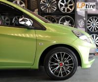 Honda Brio + ล้อแม็ก Lenso Samurai Bushido (SCB) 15นิ้ว สีดำหน้าเงา + ยาง DUNLOP LM703 195/50-15