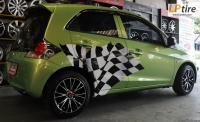 Honda Brio + ล้อแม็ก Lenso Samurai Bushido (SCB) 15นิ้ว สีดำหน้าเงา + ยาง DUNLOP LM703 195/50-15