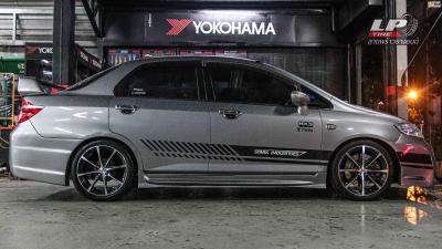 รถ - HONDA CITY GD ล้อแม็ก MUGEN ดำหน้าเงา สเปค - 17x7 ET45 4x100 รัดยาง - ยางเดิม