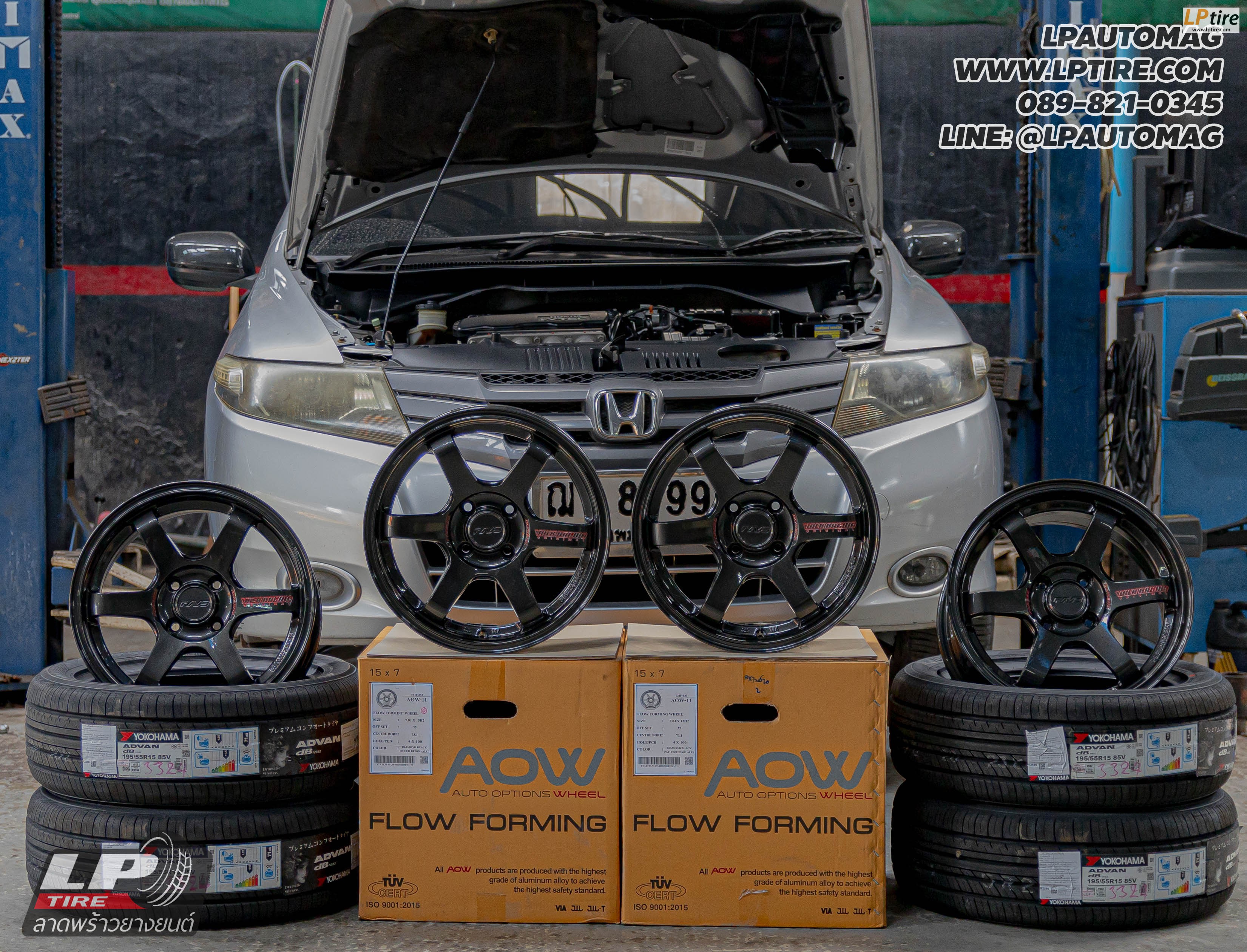 รถ - HONDA CITY ล้อแม็ก - Auto Option AOW11 (TE37) FlowForming DIAMOND BLACK ตัวหนังสือสีแดง
สเปค - 15x7 ET35 4x100 ยาง - YOKOHAMA V552 เบอร์ - 195/55-15