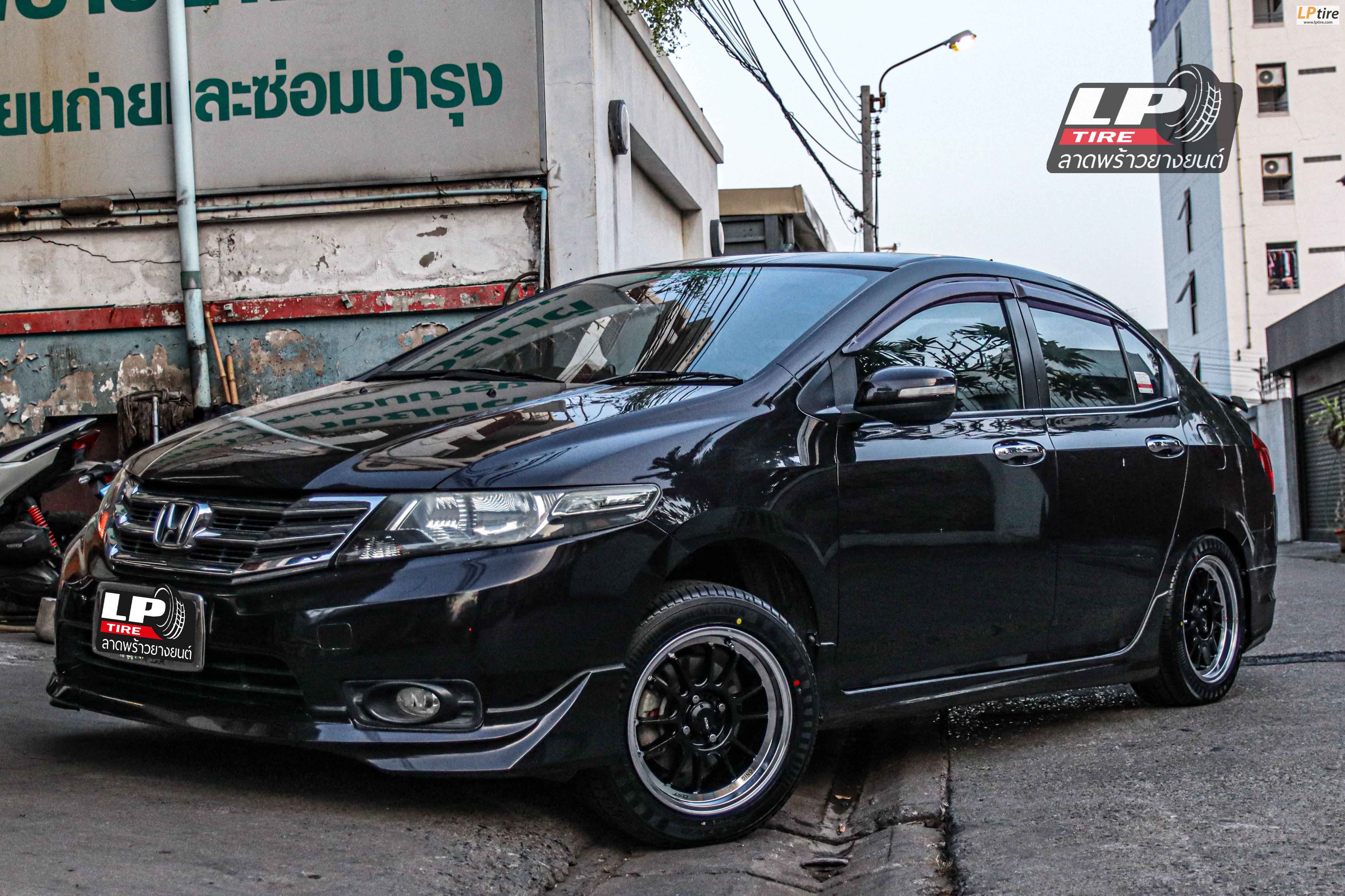 รถ - HONDA CITY GM2 ล้อแม็ก - KONIG N781 ดำขอบเงา สเปค - 15x7 ET28 4x100 รัดยาง - YOKOHAMA A-DRIVE AA01 เบอร์ - 195/55-15