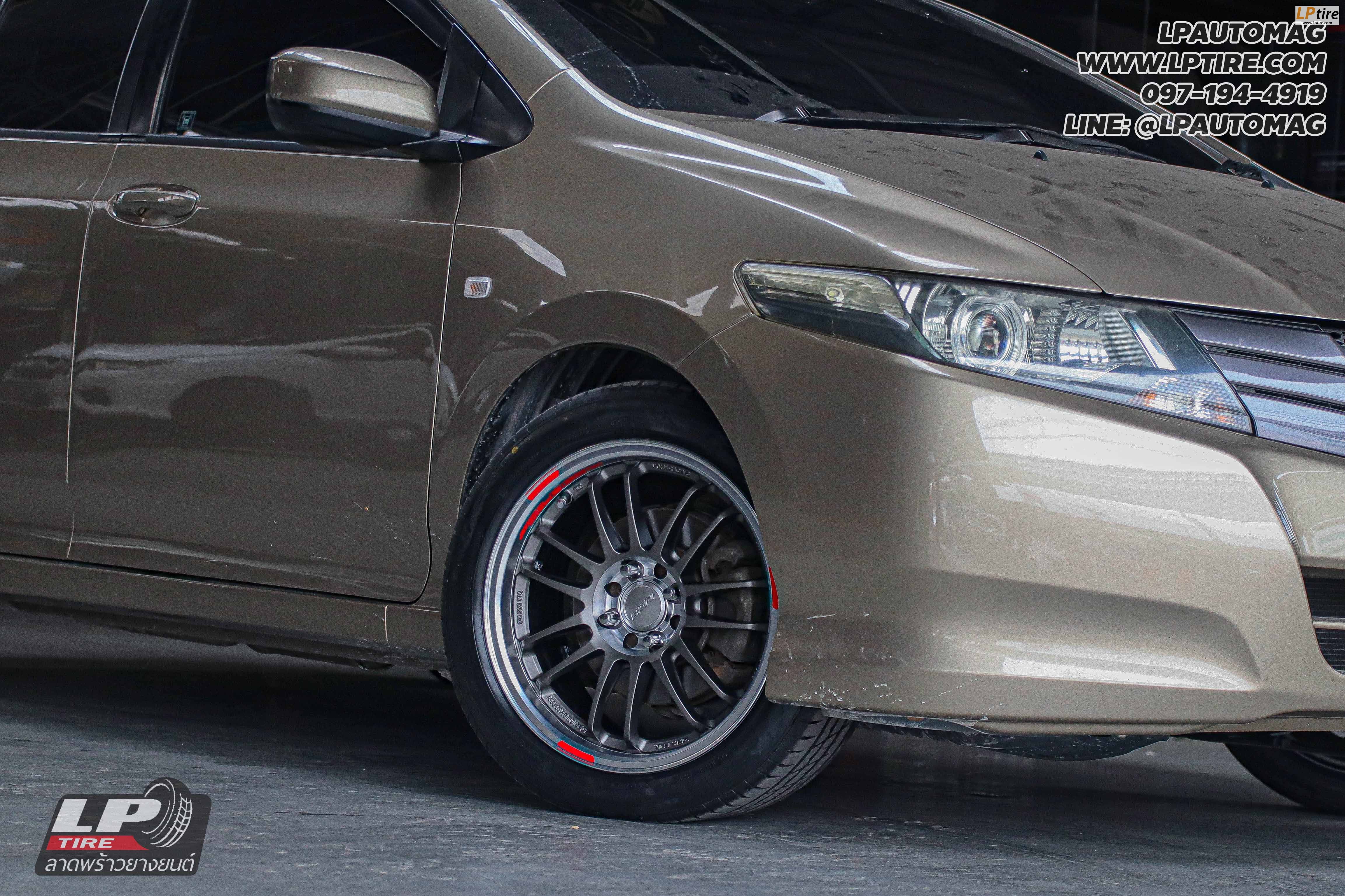 รถ - HONDA CITY ล้อแม็ก - NK Performance NK30 (RE30) Flowforming เทาขอบเงิน สเปค -16x7 ET35 4x100 ยาง - LENSO D-1CS เบอร์ -195/50-16