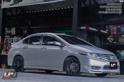 รถ - HONDA CITY ล้อแม็ก - TORQ TAR ดำด้านหน้าชา สเปค -15x7 ET35 4x100 ยาง -YOKOHAMA A-DRIVE AA01 เบอร์ -195/55-15 น็อตล้อ 7 เหลี่ยม 12x1.5