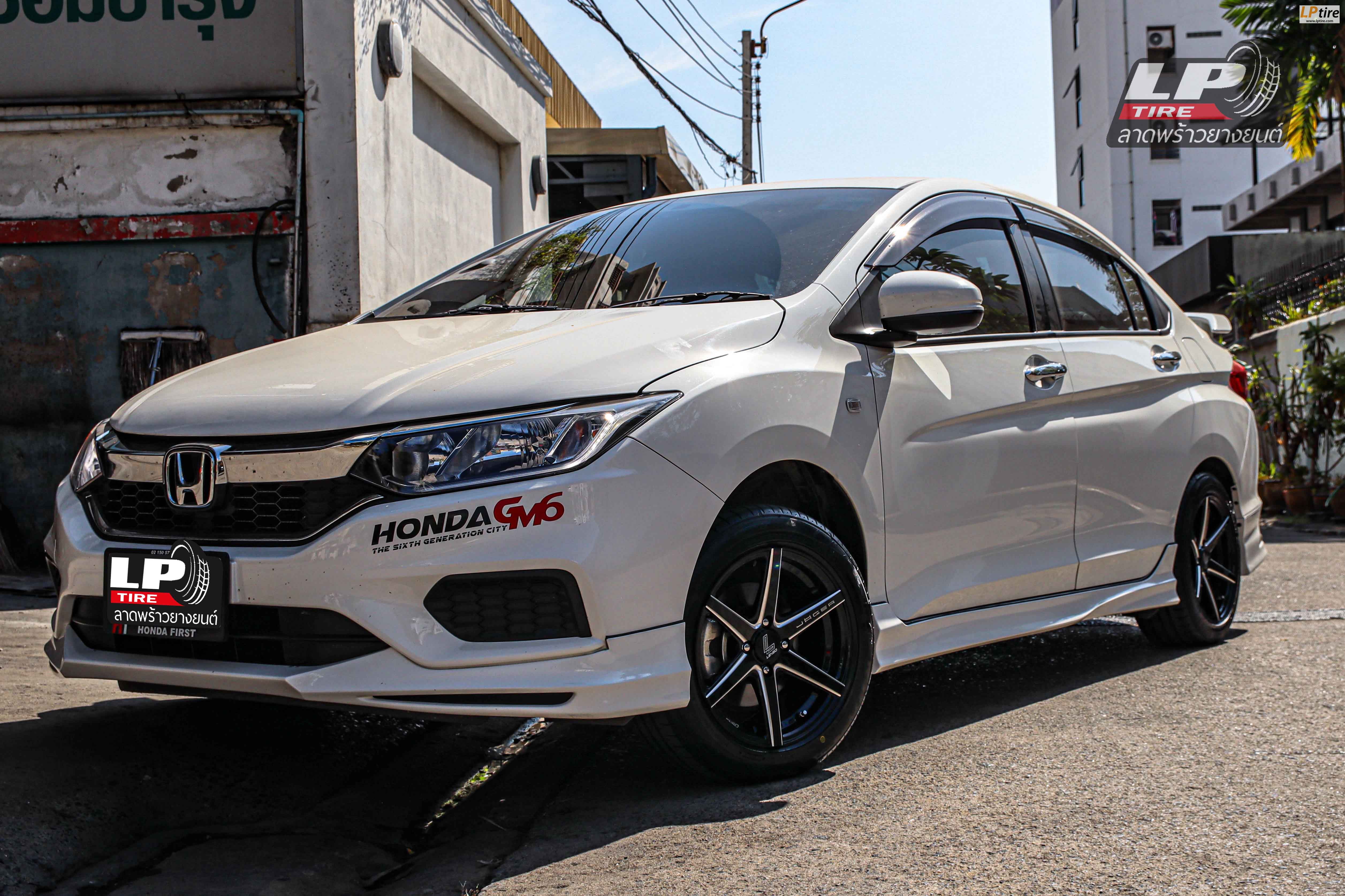 รถ - HONDA CITY GM6 ล้อแม็ก - LENSO Jager Craft ดำมิลลิ่งก้านเงิน สเปค - 15x7 ET35 4x100 รัดยาง - FALKEN SINCERA SN832i เบอร์ - 195/55-15