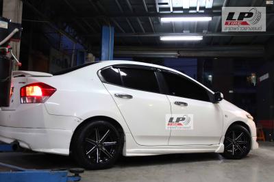 รถ - HONDA CITY ล้อแม็ก - EmotionR BY LENSO V08 สีดำเงามิลลิ่งก้านเงิน สเปค - 15x7 4x100 ET35 รัดยาง - DUNLOP R702 เบอร์ - 195/55-15