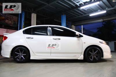 รถ - HONDA CITY ล้อแม็ก - EmotionR BY LENSO V08 สีดำเงามิลลิ่งก้านเงิน สเปค - 15x7 4x100 ET35 รัดยาง - DUNLOP R702 เบอร์ - 195/55-15