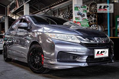 รถ - HONDA CITY ล้อแม็ก - INFERNO RS1501R ดำด้าน สเปค - 15x7 ET38 4x100 รัดยาง - DEESTONE R702 เบอร์ - 195/55-15