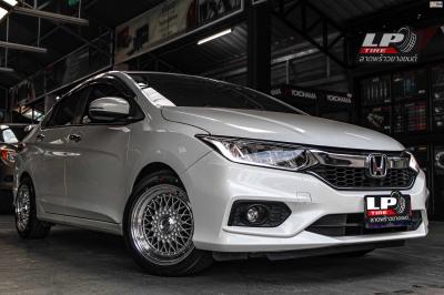 รถ - HONDA CITY GM6 ล้อแม็ก - LENSO BSX BBS Hyper silver สเปค - 16x7.5 ET25 4x100 รัดยาง - YOKOHAMA ES32 เบอร์ - 195/50-16