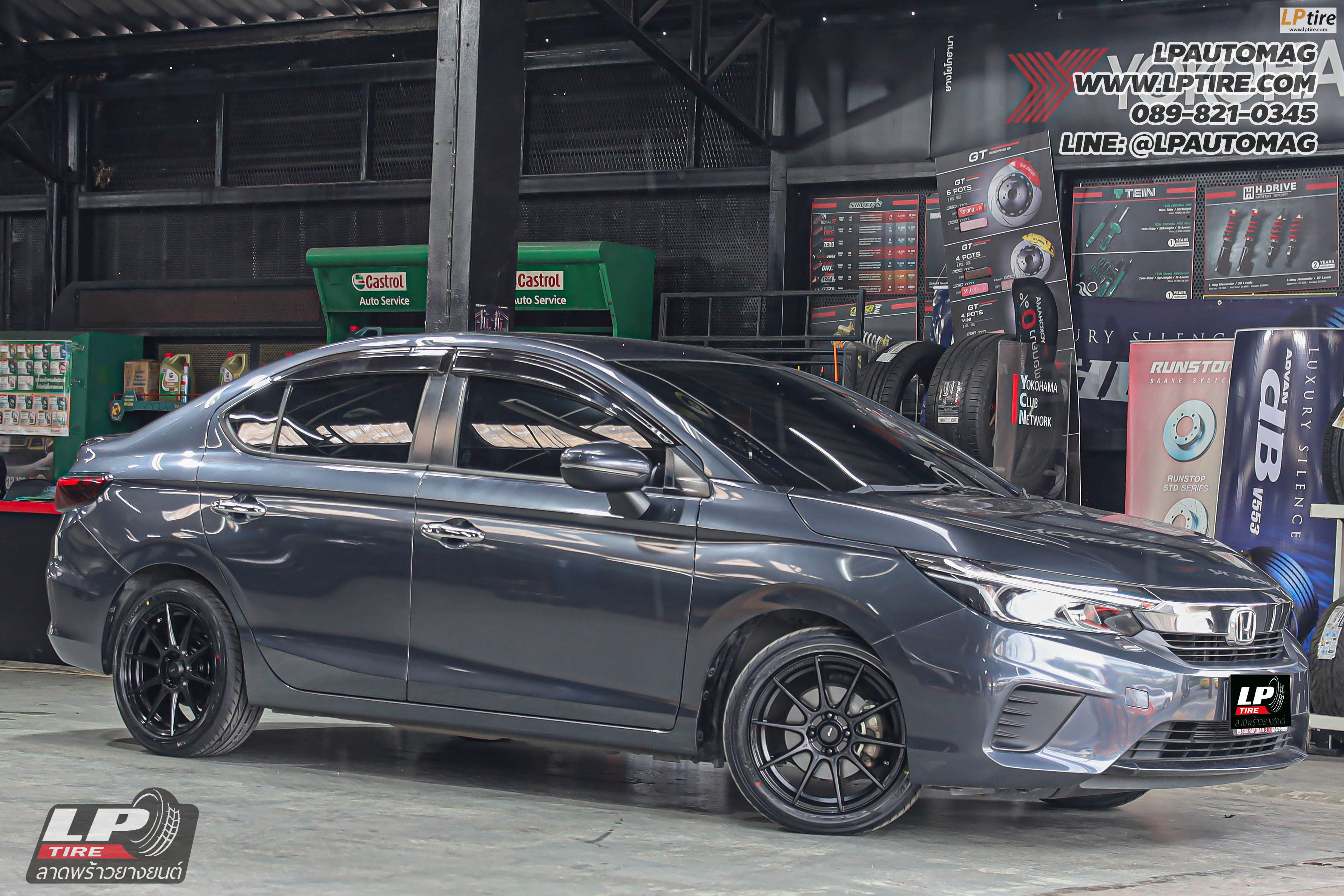 รถ - HONDA CITY ล้อแม็ก -ADVANTI N719 FlowForming ดำด้าน สเปค - 16x7 ET35 4x100 ยาง - YOKOHAMA V701 เบอร์ - 195/50-16