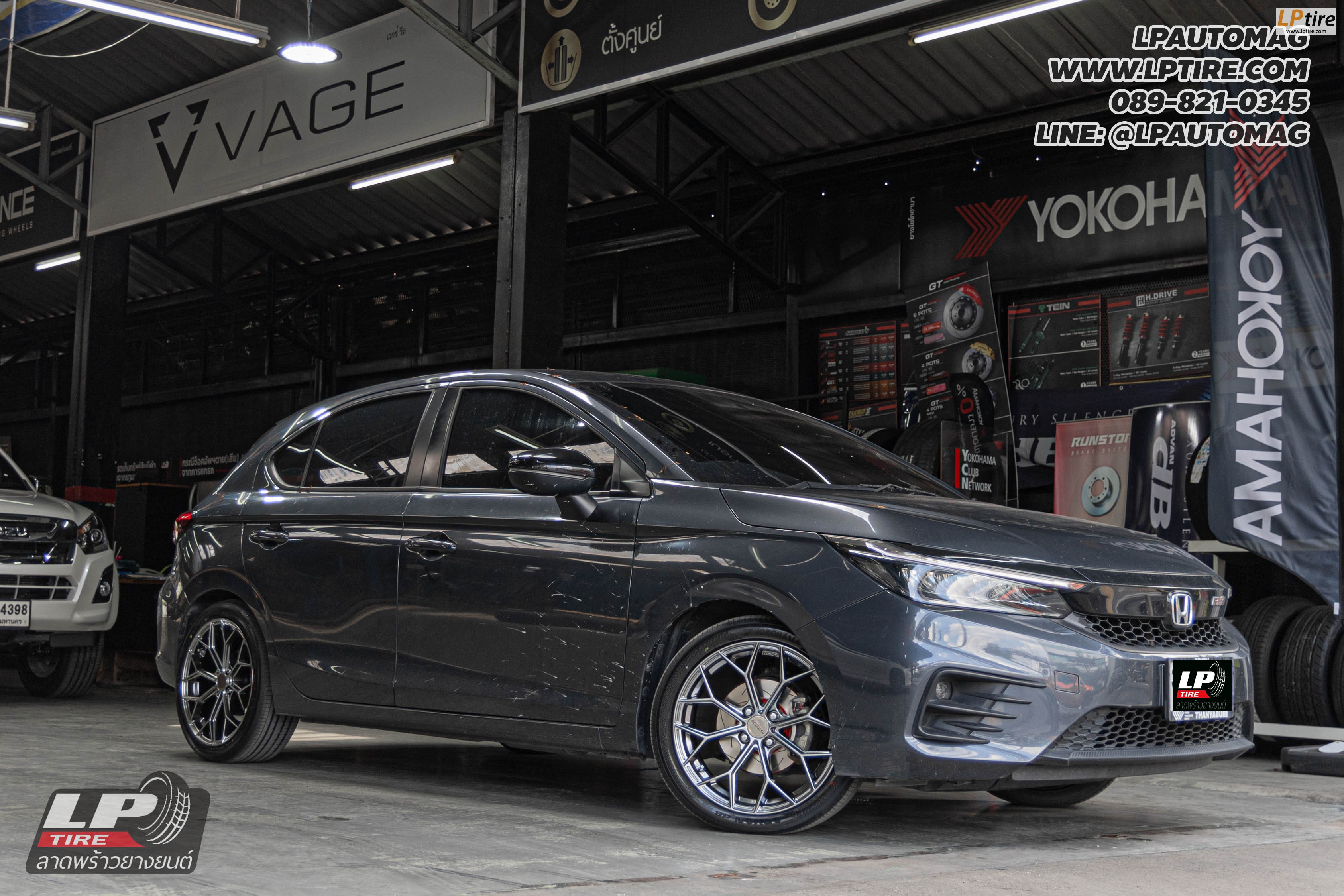รถ - HONDA CITY ล้อแม็ก - LENSO Jager J1B Hyper Black สเปค - 17x7 ET35 4x100 ยาง - YOKOHAMA V553 เบอร์ - 205/45-17 จานเบรคหน้า - TRW XPS ผ้าเบรคหน้า - NEXZTER MU SPEC