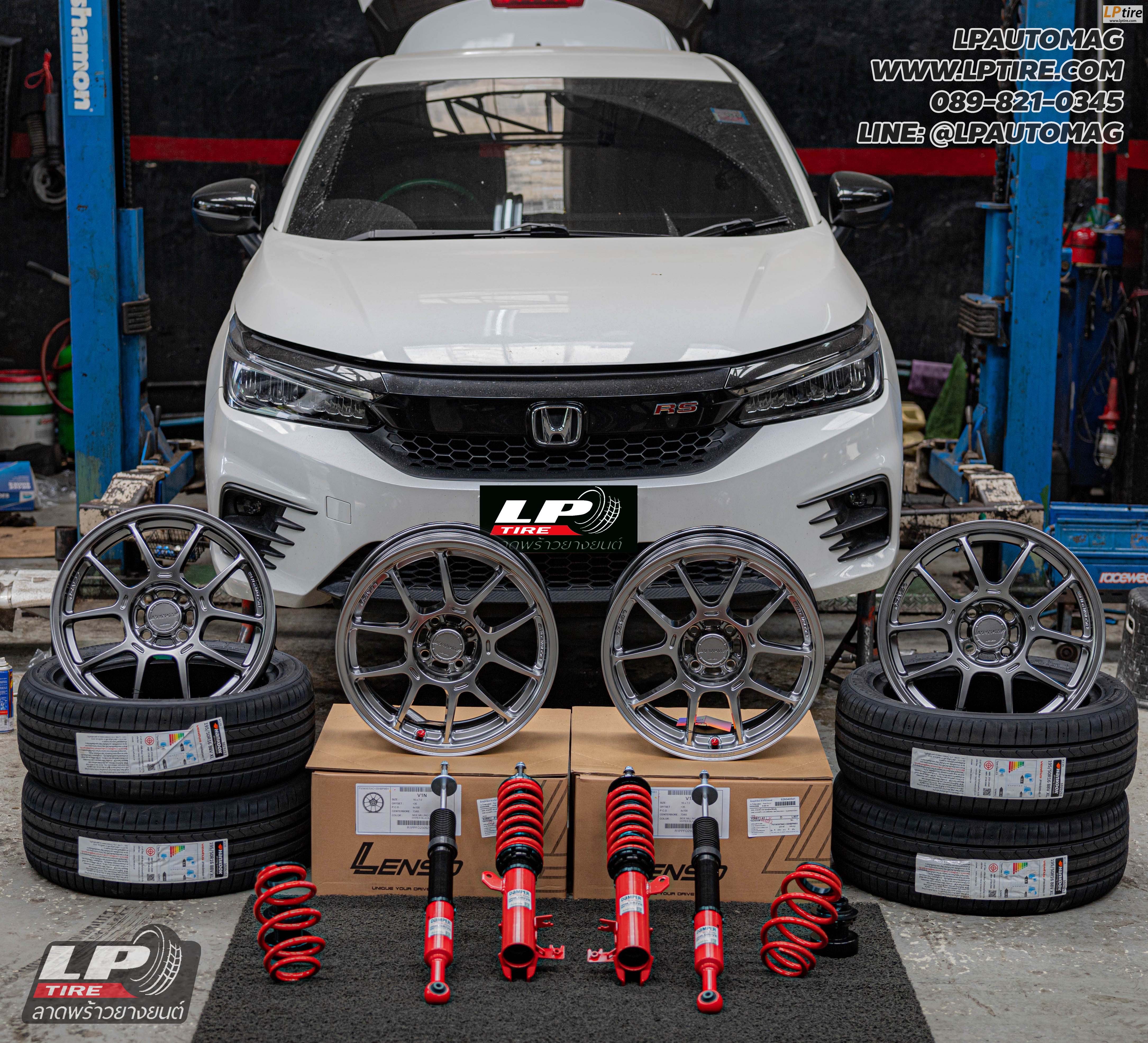 รถ - HONDA CITY ล้อแม็ก - LENSO VENOM V1N FlowForming Hyper Black สเปค - 16x7 ET35 4x100 ยาง - HANKOOK VENTUS PRIME 4 K135 เบอร์ - 195/50-16