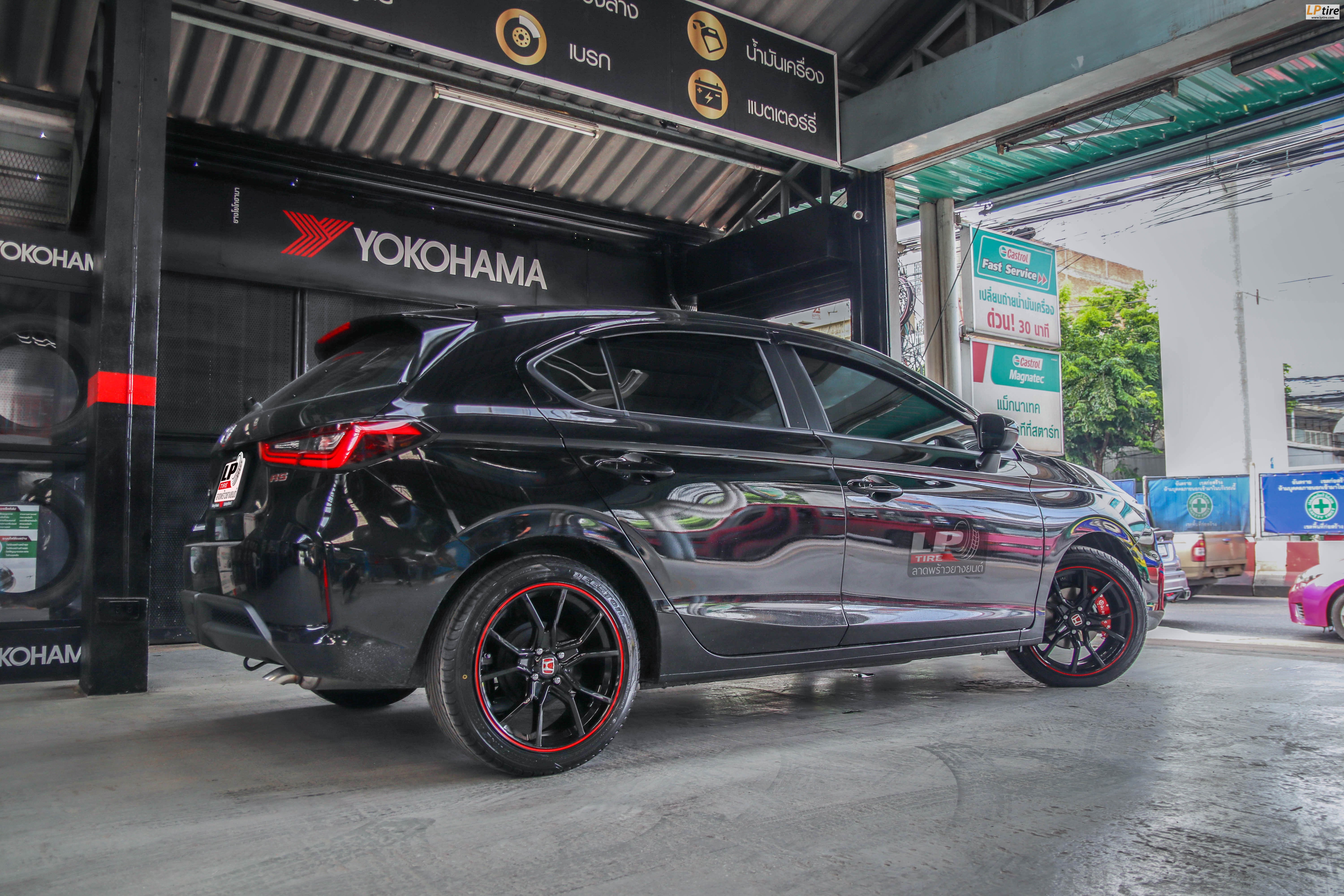 HONDA CITY GN Turbo ล้อแม็ก Type-R APEX ZR165 ดำขอบแดง 17x7.5 ET40 4x100 รัดยาง Deestone R702 205/45R17