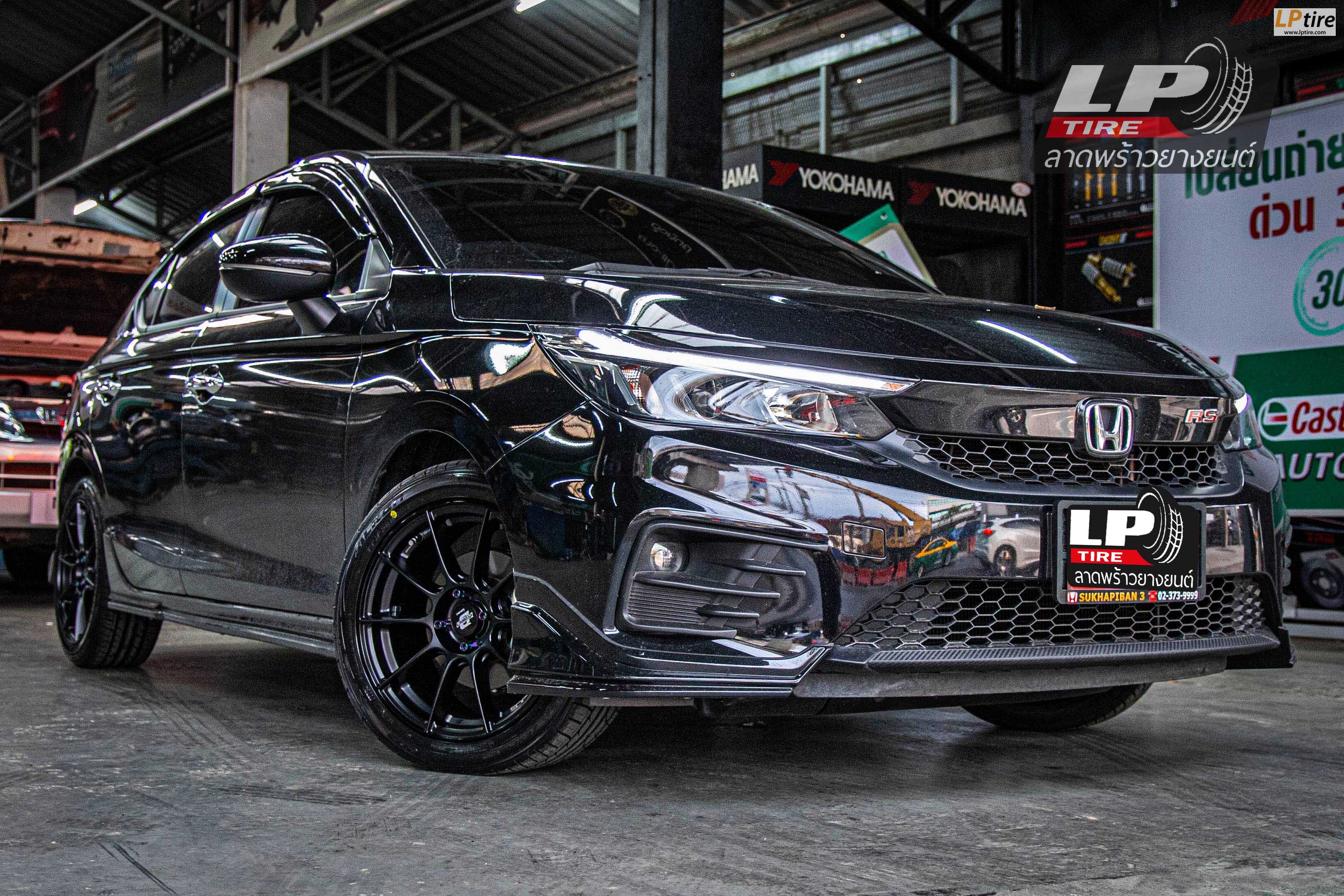 รถ - HONDA CITY GN ล้อแม็ก - LENSO CLIMAX (90C) ดำด้าน สเปค - 16x7 ET35 4x100 ยาง - FALKEN ZE914 เบอร์- 195/50-16