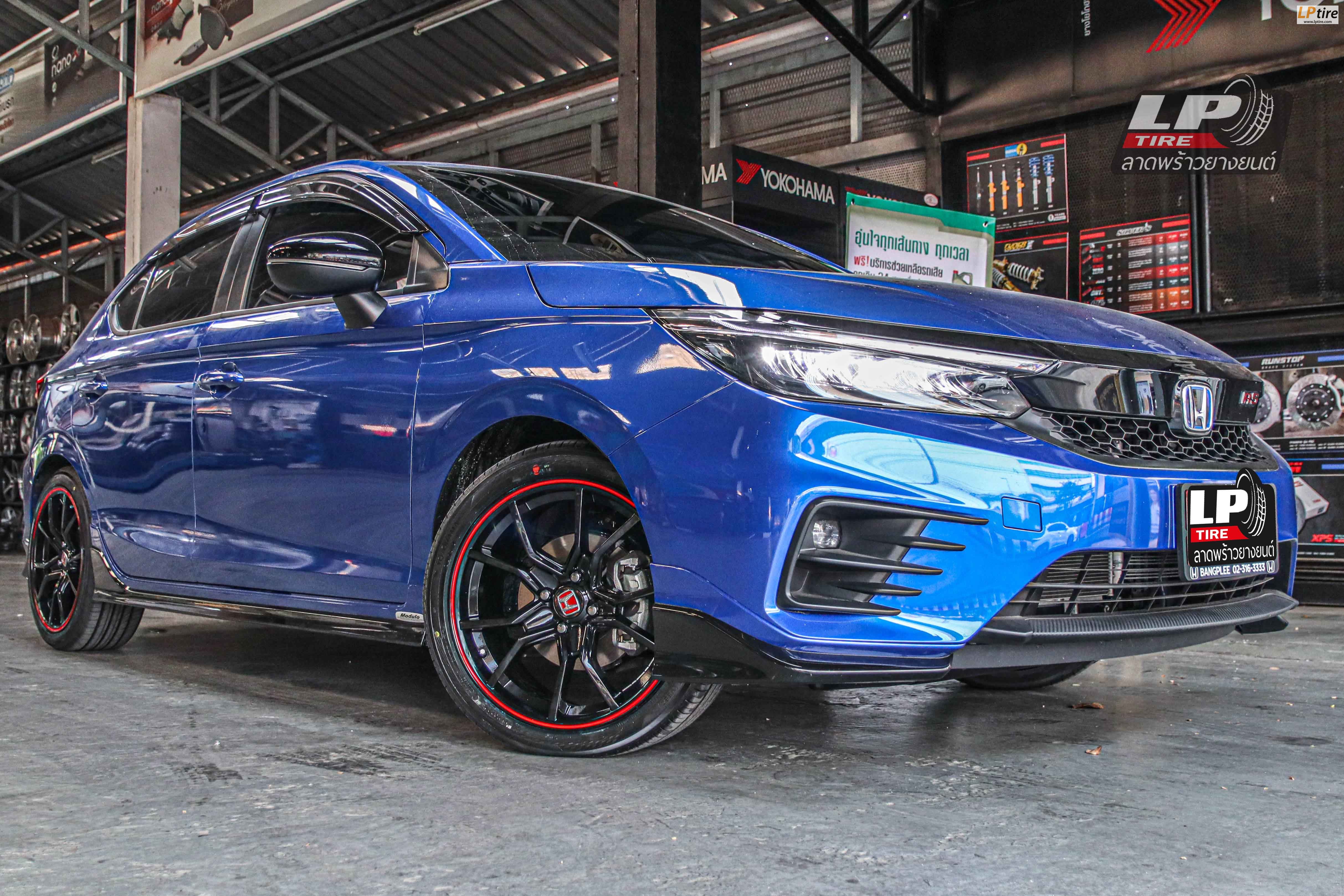 รถ - HONDA CITY ป้ายแดง ล้อแม็ก - APEX ZR165 ดำขอบแดง ขอบ - 17x7.5 ET40 4x100 ยาง - YOKOHAMA V552 เบอร์ - 205/45-17