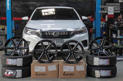 รถ - HONDA CITY ล้อแม็ก -LENSO Jager Craft ดำเงามิลลิ่งก้านเงิน สเปค -17x7.5 ET35 4x100 รัดยาง- LENSO D-1CS เบอร์ - 205/45-17